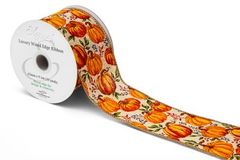 Eleganza Wired Edge Burlap Glitter Pumpkin 63mm x 9.1m No.491 - Christmas Ribbon